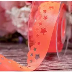 35mm Scatter Star Ribbon In Neon Pink By Berisfords Ribbons