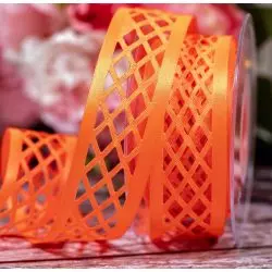 35mm Flo Orange Trellis Ribbon By Berisfords Ribbons