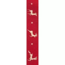 15mm Red Reindeer Flight Ribbon 