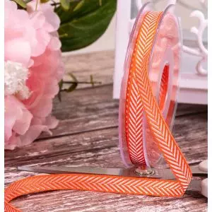 10mm Orange Herringbone Ribbon By Berisfords Ribbons