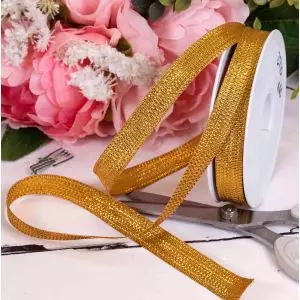 15mm gold textured lame style ribbon by Berisfords Ribbons