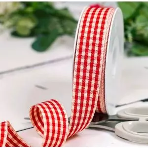 25mm Red Gingham Ribbon by Berisfords 