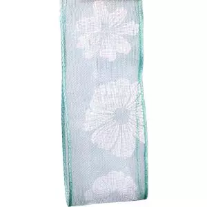 40mm x 20m Mint Green wired floral ribbon