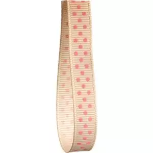 9mm Ivory Grosgrain Ribbon With Pink Micro Dots