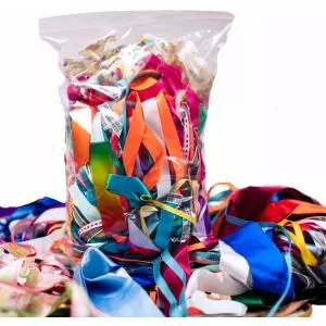 250grm Pack of assorted waste ribbons for crafting