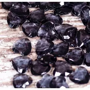 Black Heart Shaped Faceted Acrylic Gems