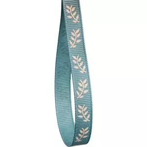 9mm Fern print grosgrain ribbon in sea breeze blue