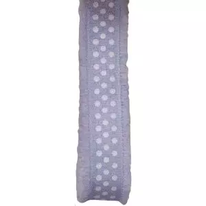 18mm Pale Blue Ribbon With Frayed Edge and White Dots Design Print