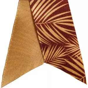 Brown and Gold Palm Leaf Design Christmas Ribbon By Berisfords Ribbons