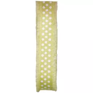 18m m Green frayed edged ribbon with white dots design