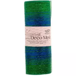 extra wide 29cm deco mesh in blue and green