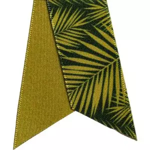 Green on green palm leaf design satin ribbon by Berisfords Ribbons