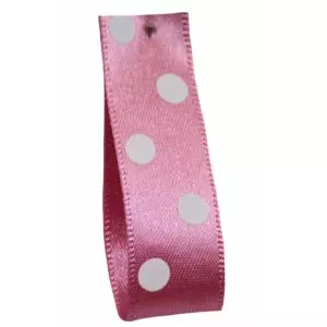 15mm & 25mm Widths - Hot Pink Polka Dot Ribbon By Berisfords