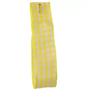 Gingham Ribbon By Berisfords in Lemon (Colour 5):  available in 5mm - 40mm widths