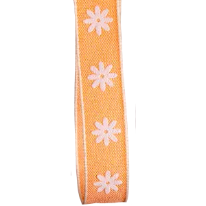 15mm Orange Daisy Print Ribbon