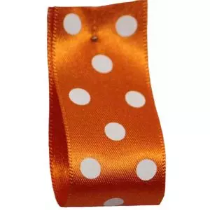 2.5 Black & White Polka Dot Edge Ribbon: Orange Glitter (10 Yards)  [55201-40-19] 