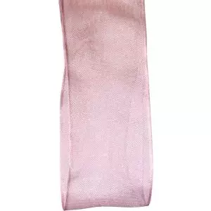 Wired Edged Sheer Ribbon - Pale Pink 25mm, 40mm & 60mm Widths