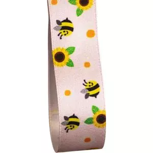 1.5 x 10yds Mini Bumble Bee Ribbon: White (RGA161627) – The