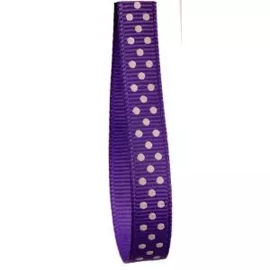 9mm Grosgrain Ribbon In Purple With Cream Micro Dots