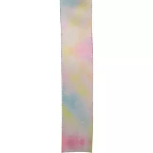 Pastel rainbow cloud ribbon print in a 25mm width on satin ribbon