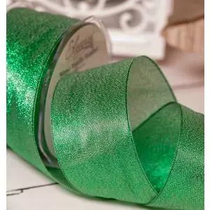 50mm Green Metallic Shimmer Mesh Ribbon