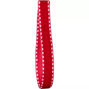 9mm red velvet ribbon with white saddle stitching BTB409-014