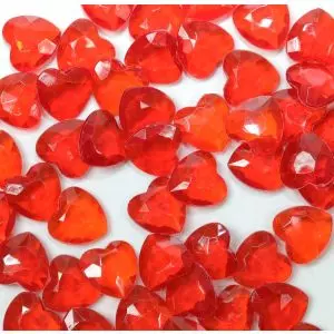Heart Shaped Faceted Beads In Red