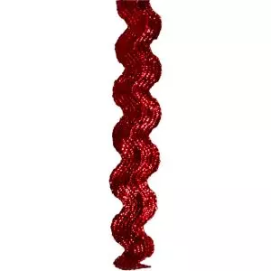 9mm x 20m Christmas red lurex ric rac ribbon