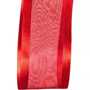 40mm bright red satin edged sheer ribbon
