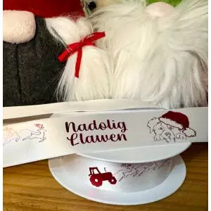 Tractor & Reindeer With Sheep Dog Nadolig Llawen Ribbon 38mm