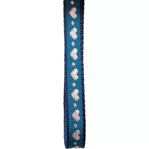 10mm woven blue ribbon with white woven hearts