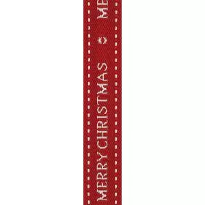 Merry Christmas Ribbon By Berisfords Ribbons Woven In Red & White Article 43591