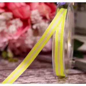 10mm Neon Stripe Ribbon In Yellow By Berisfords Ribbons