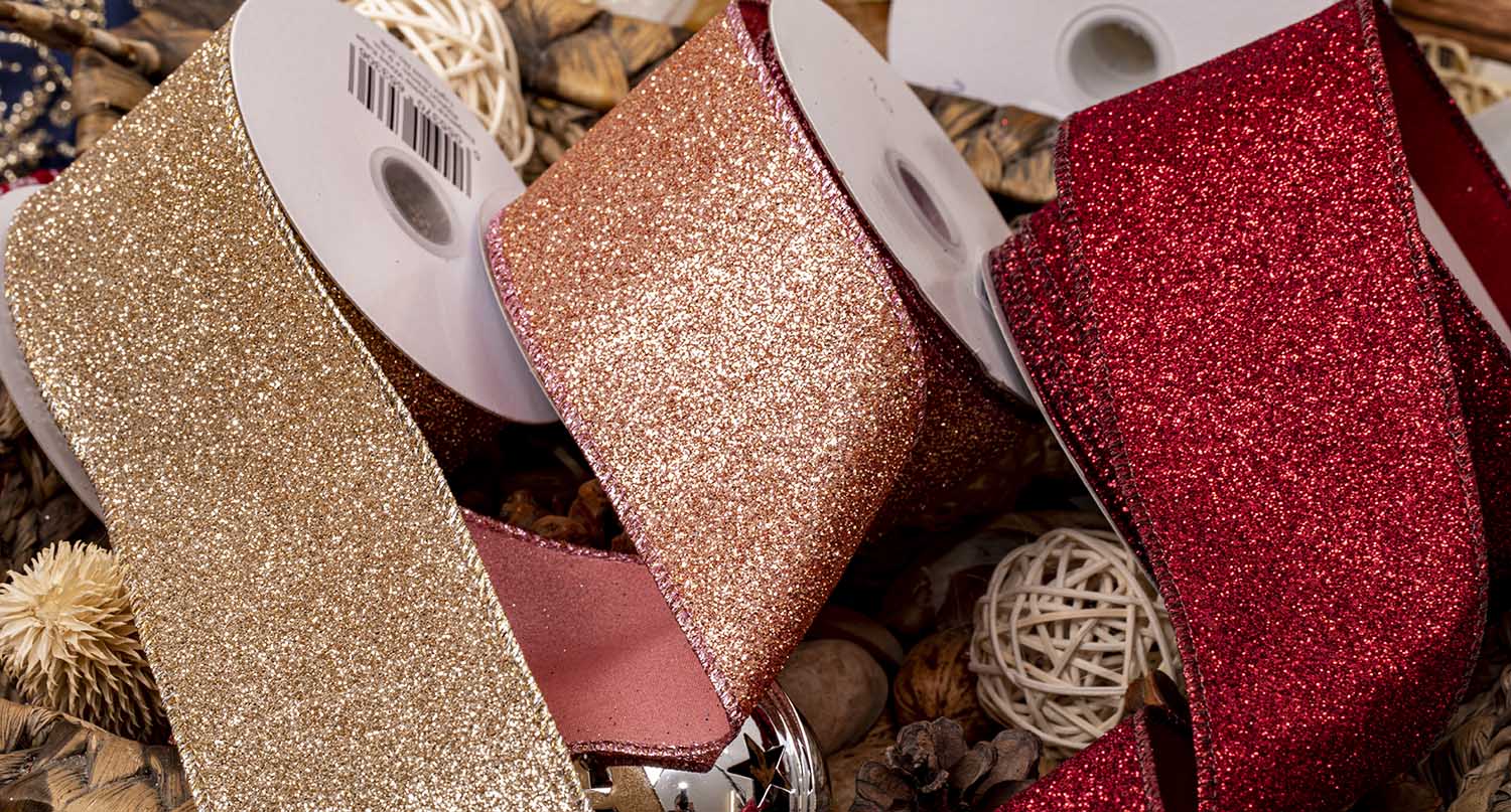 Green Ribbon for Gift Wrapping Silvery Livder 4 Rolls 4/5 Inch in Width Christmas Metallic Glitter Organza Ribbons Golden Christmas Tree Room Decoration Red 