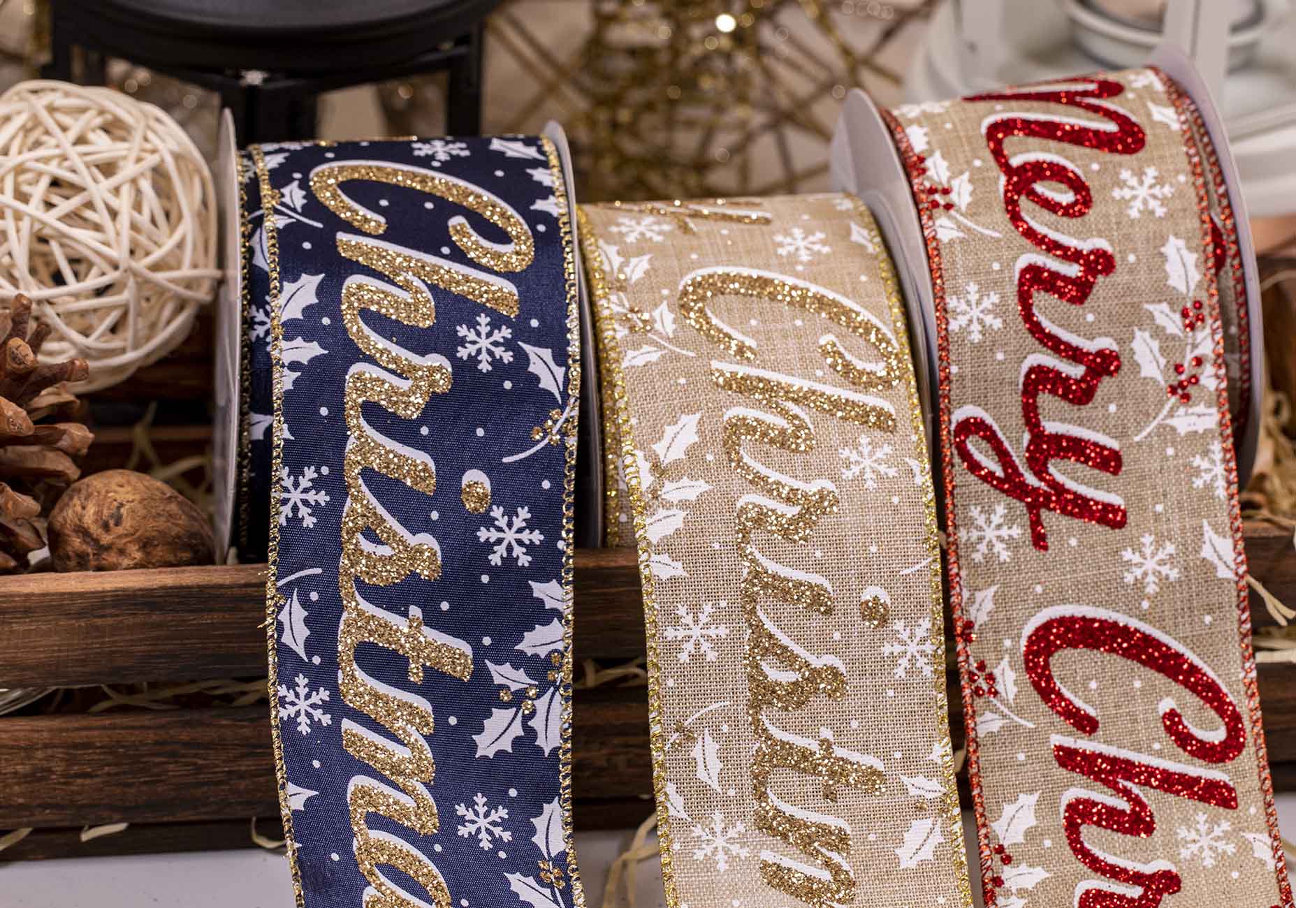Wired Edged Christmas Ribbons