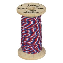 Bakers Twine Wooden Spool 2mm x 15m Red/White/Blue
