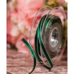 7mm hunter green satin ribbon with silver edge