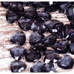 Heart Shaped Faceted Acrylic Gems in Black