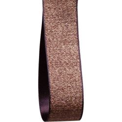 25mm Brown and gold reversible ribbon