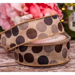 Brown Hessian Ribbon With Spotty Design 38mm x 10m