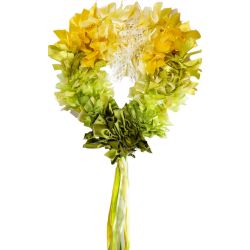 Yellow and green variegated Heart Shaped Ribbon Wreath Kit