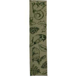 25mm Green Woodland Creatures ribbon By Berisfords Article 80910