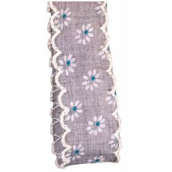 25mm cotton style floral ribbon in grey