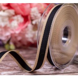 Oatmeal Stripe Ribbon Col: Black 15mm x 15m