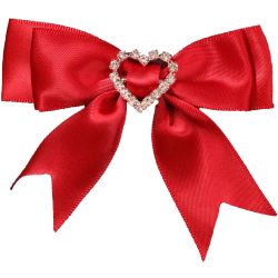 Red Bows With Diamante Heart