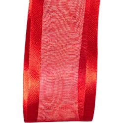 40mm bright red satin edged sheer ribbon