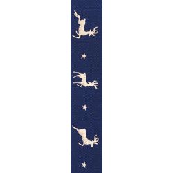15mm Navy Blue Reindeer Flight Ribbon