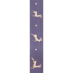 15mm Reindeer Flight Christmas Ribbon In Mulberry Purple