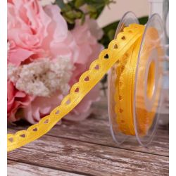 12mm Yellow lace heart ribbon