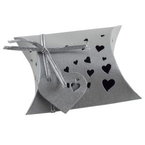 Wedding Favour Box - Pillow Style In Silver x 5